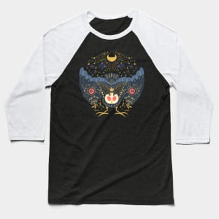 Celestial Blue Mothman with Red Eyes Baseball T-Shirt